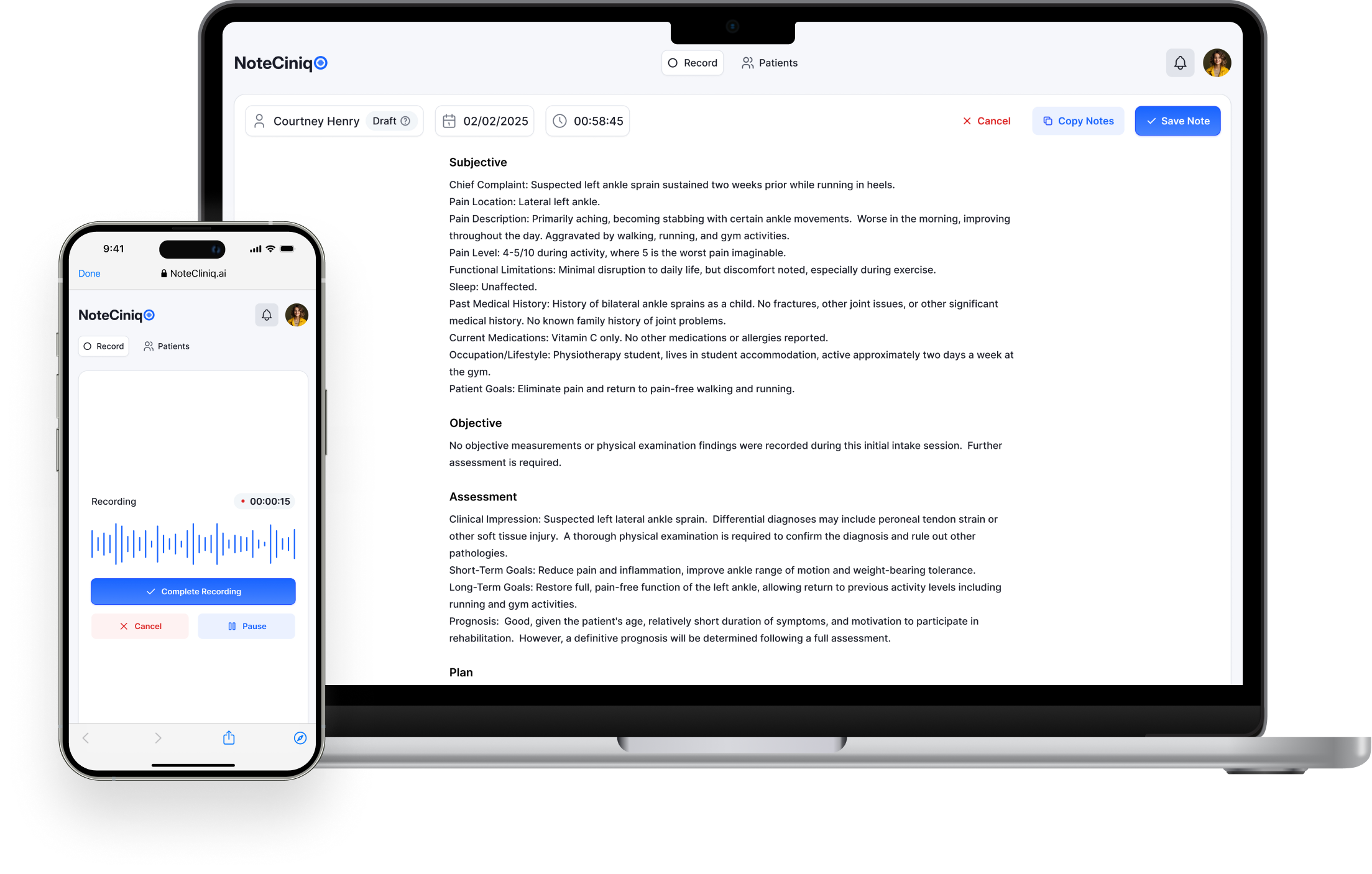 Turning complex medical conversations into structured, compliant SOAP notes - without adding friction to a clinician’s day.