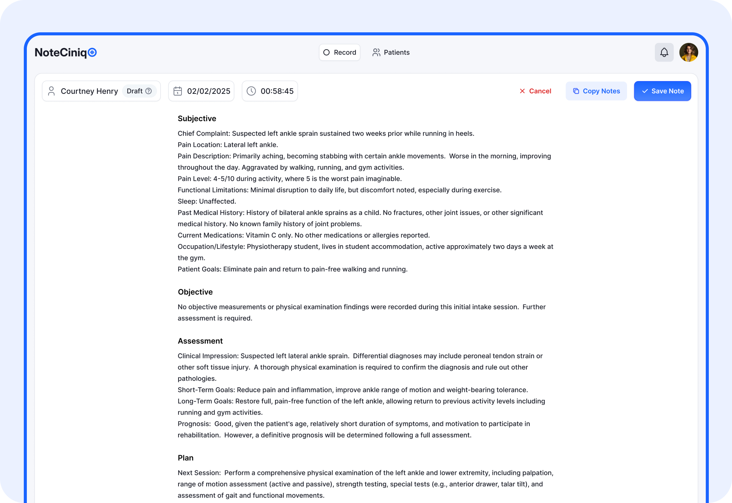 AI-Powered SOAP Note Generation