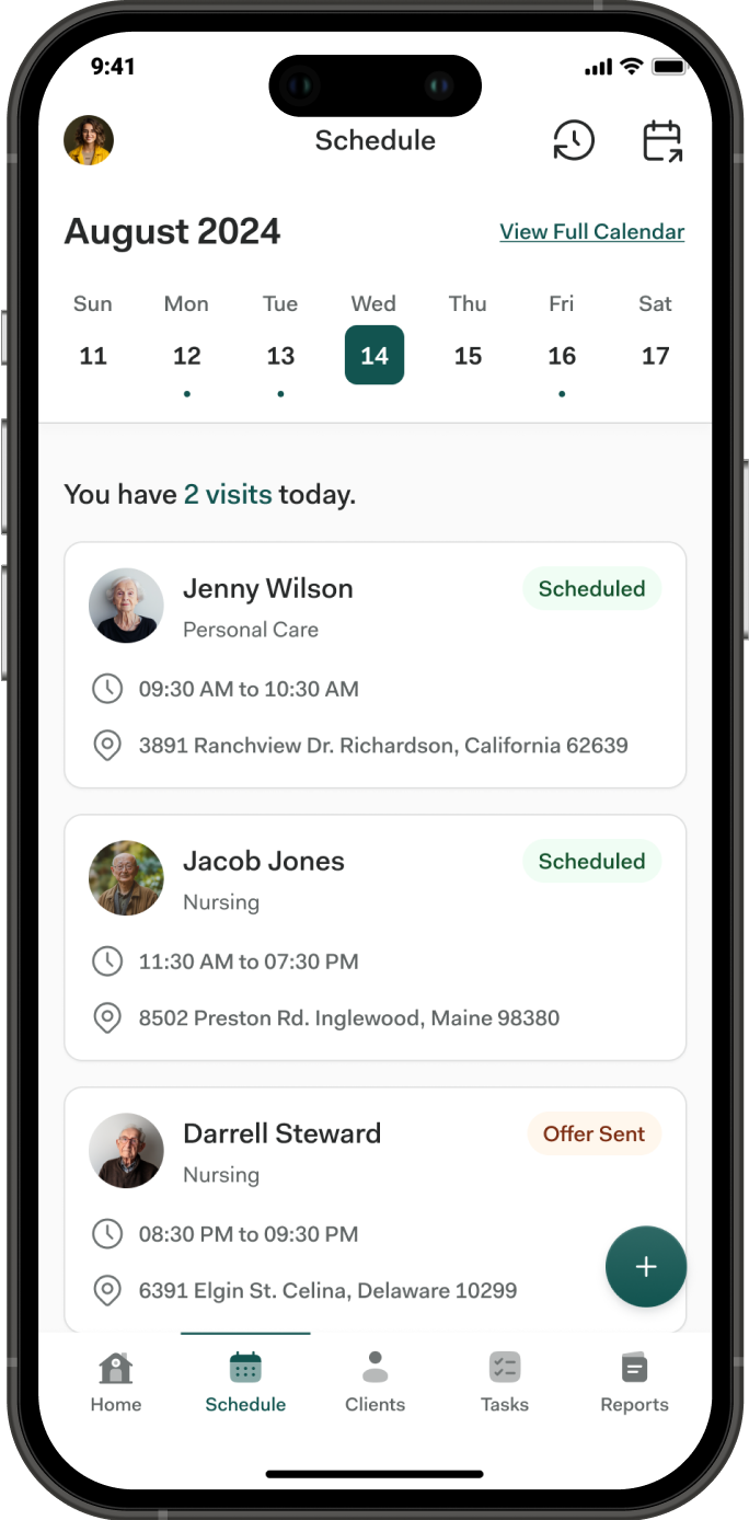 Caregiver App Schedule