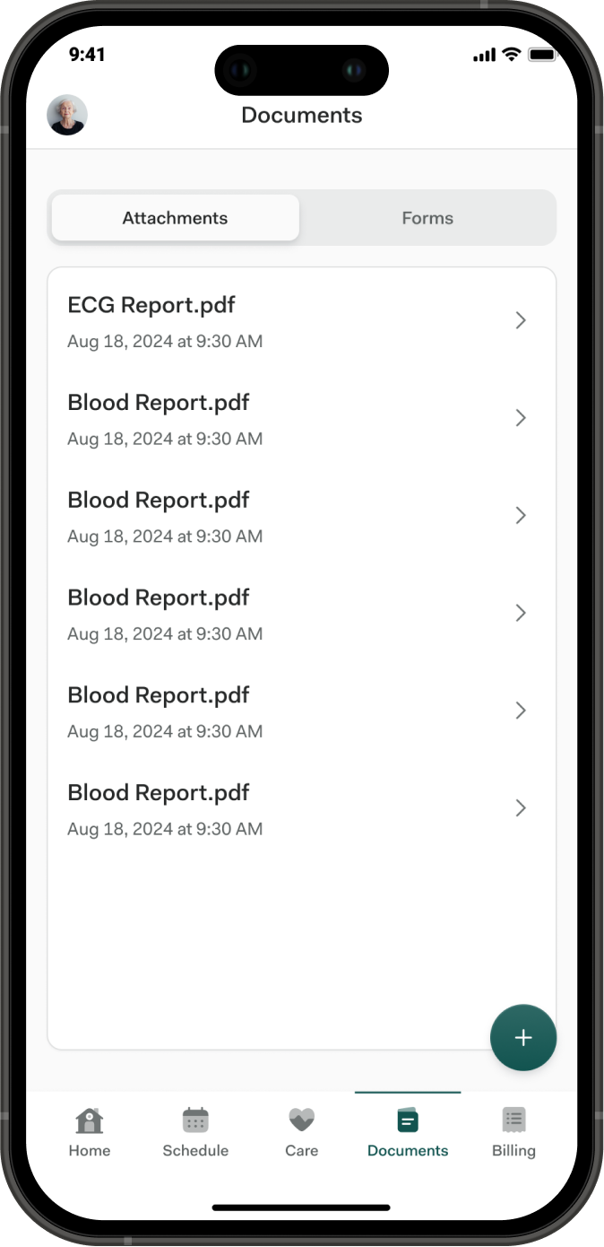Documents screen