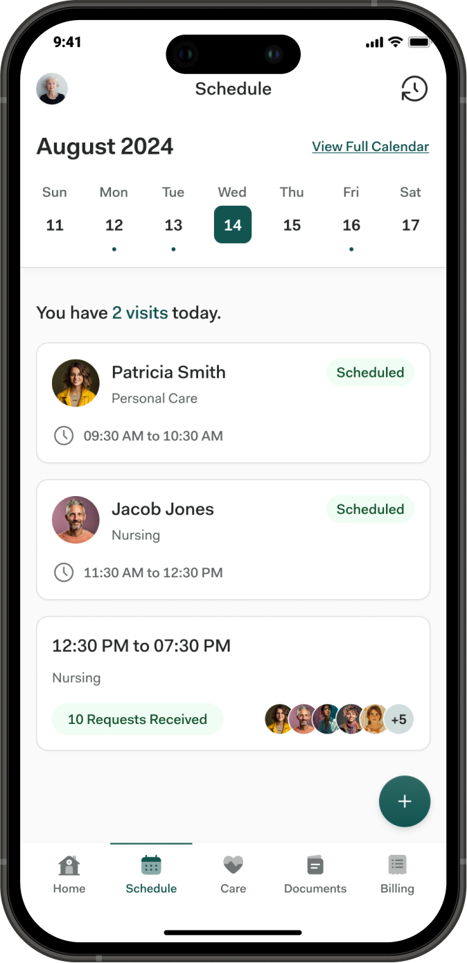 Schedule screen