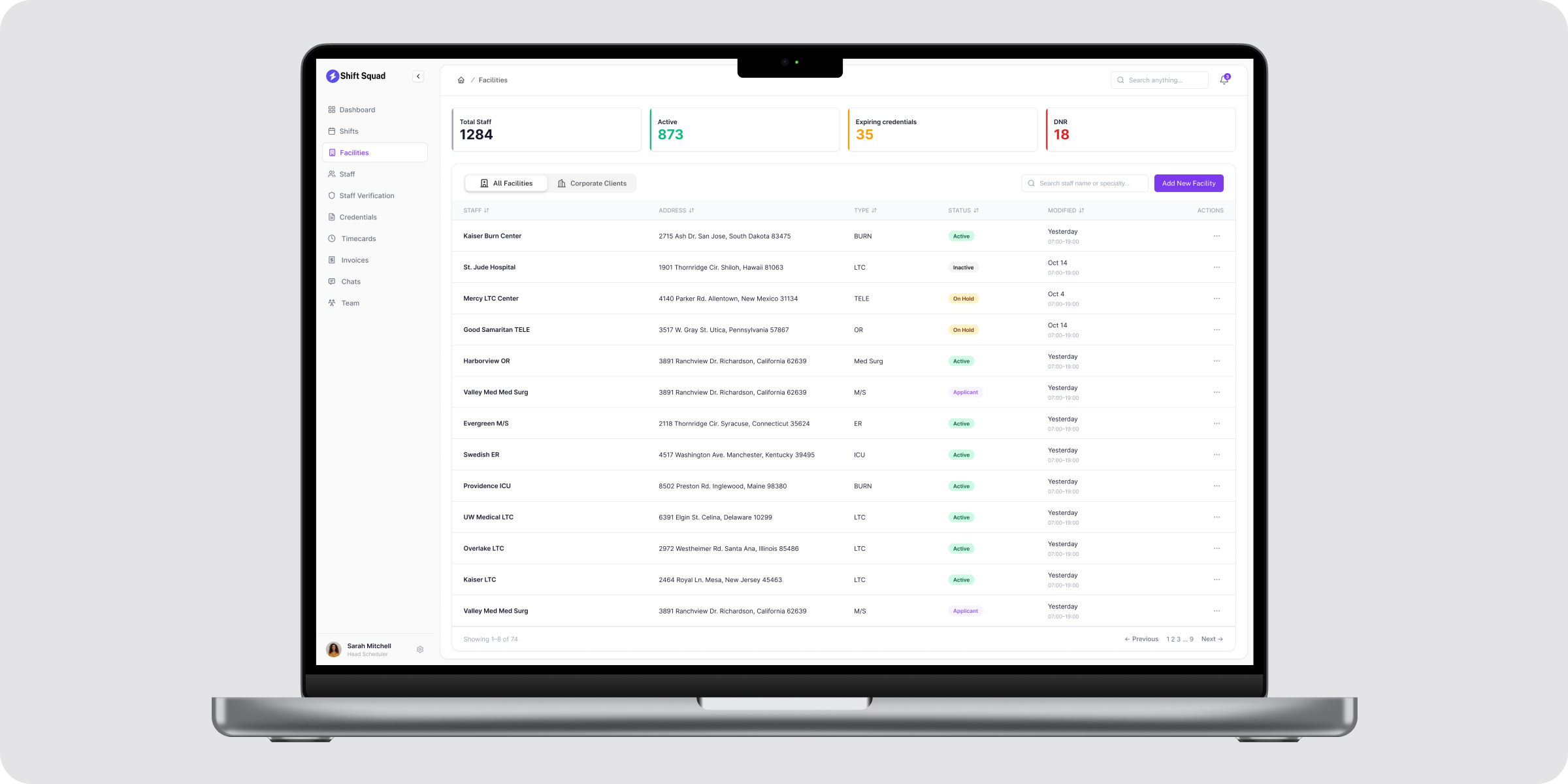 Set up & manage multiple facilities
