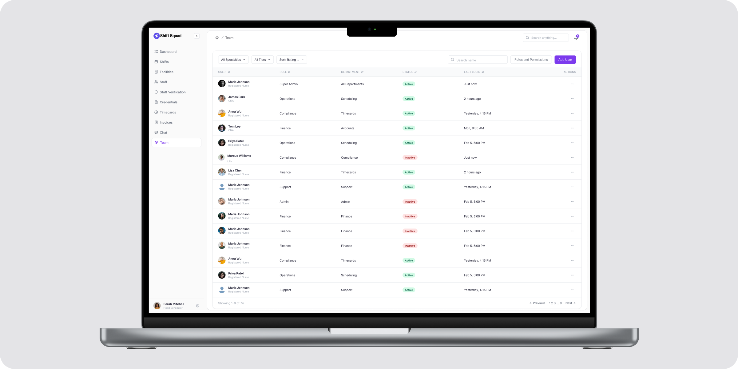 Role-based access control and activity logs