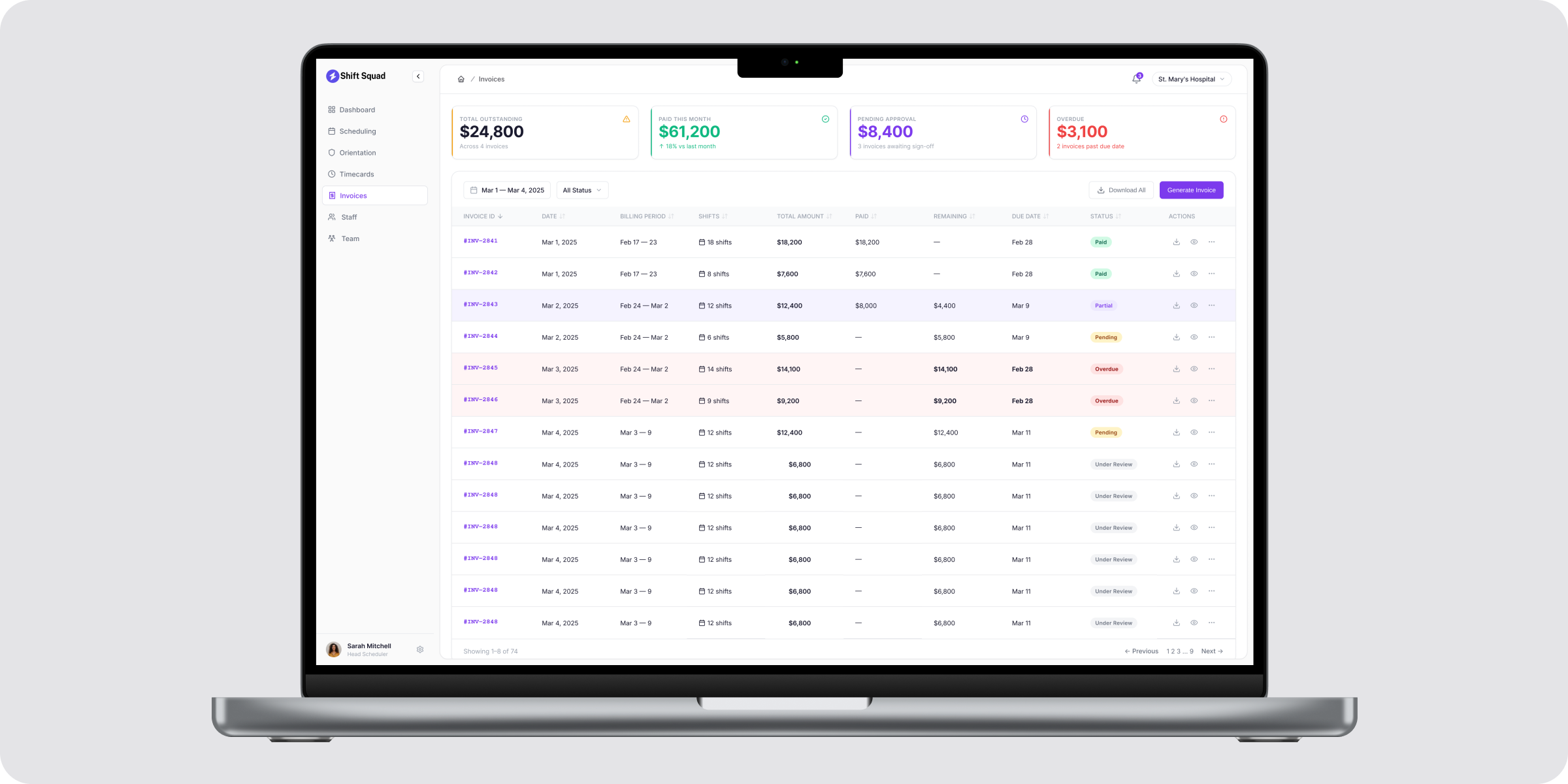 Invoice visibility and payment tracking